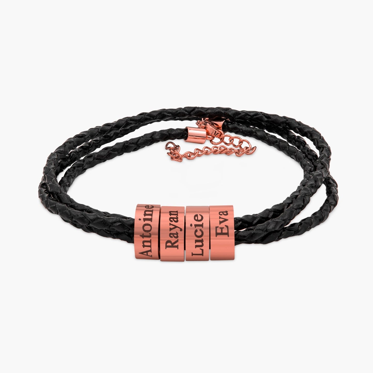 Bracelet Tressé Avec 1 à 4 Perles Et Gravure Prénom Chris