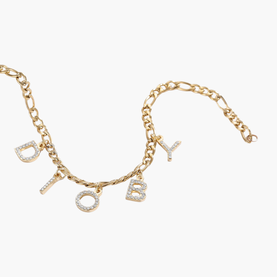 Chaine de Cheville Initiale Strass Unisexe - 1 à 8 lettres Chris