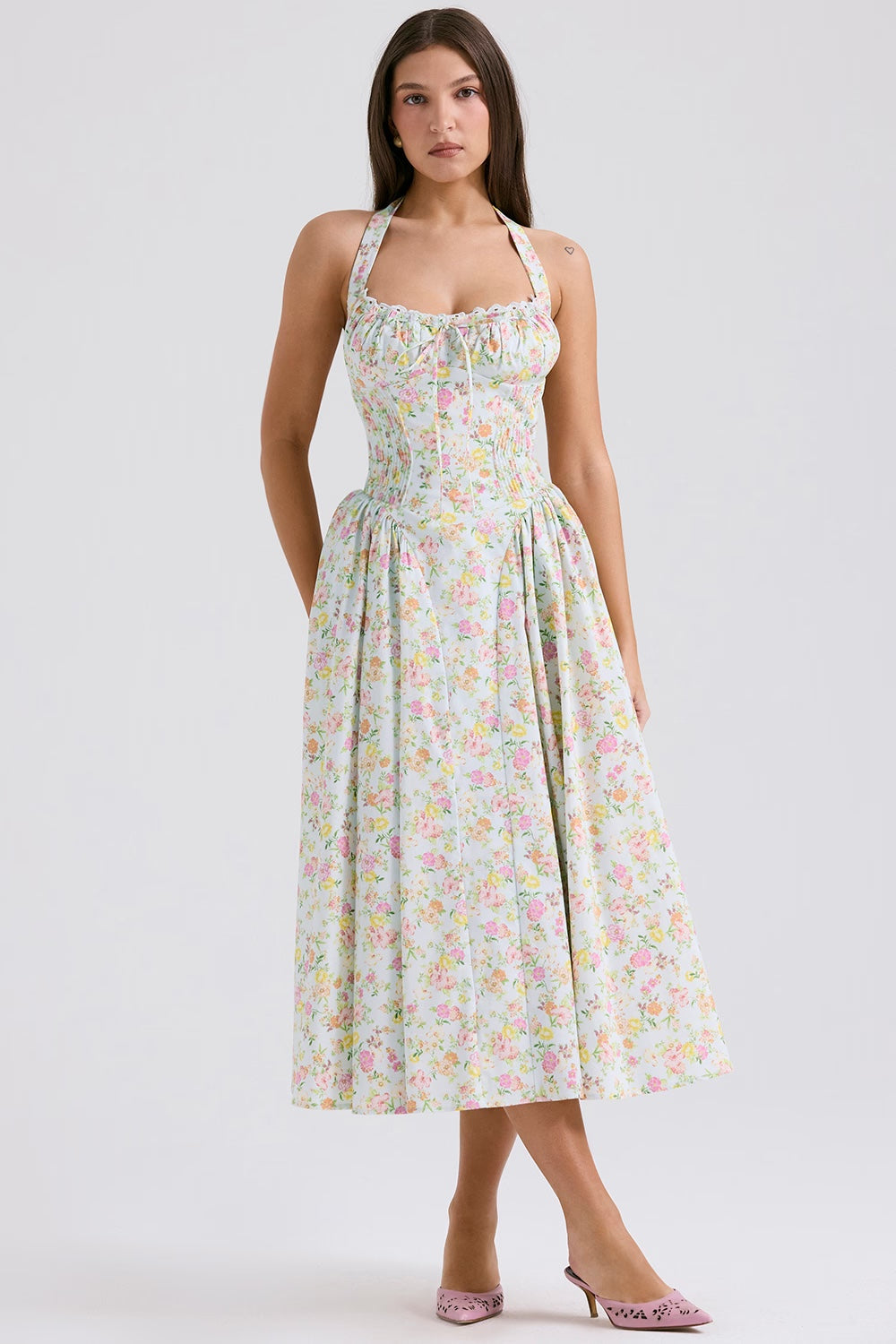 ADABELLA HALTER MIDI SUNDRESS Kaelbevy