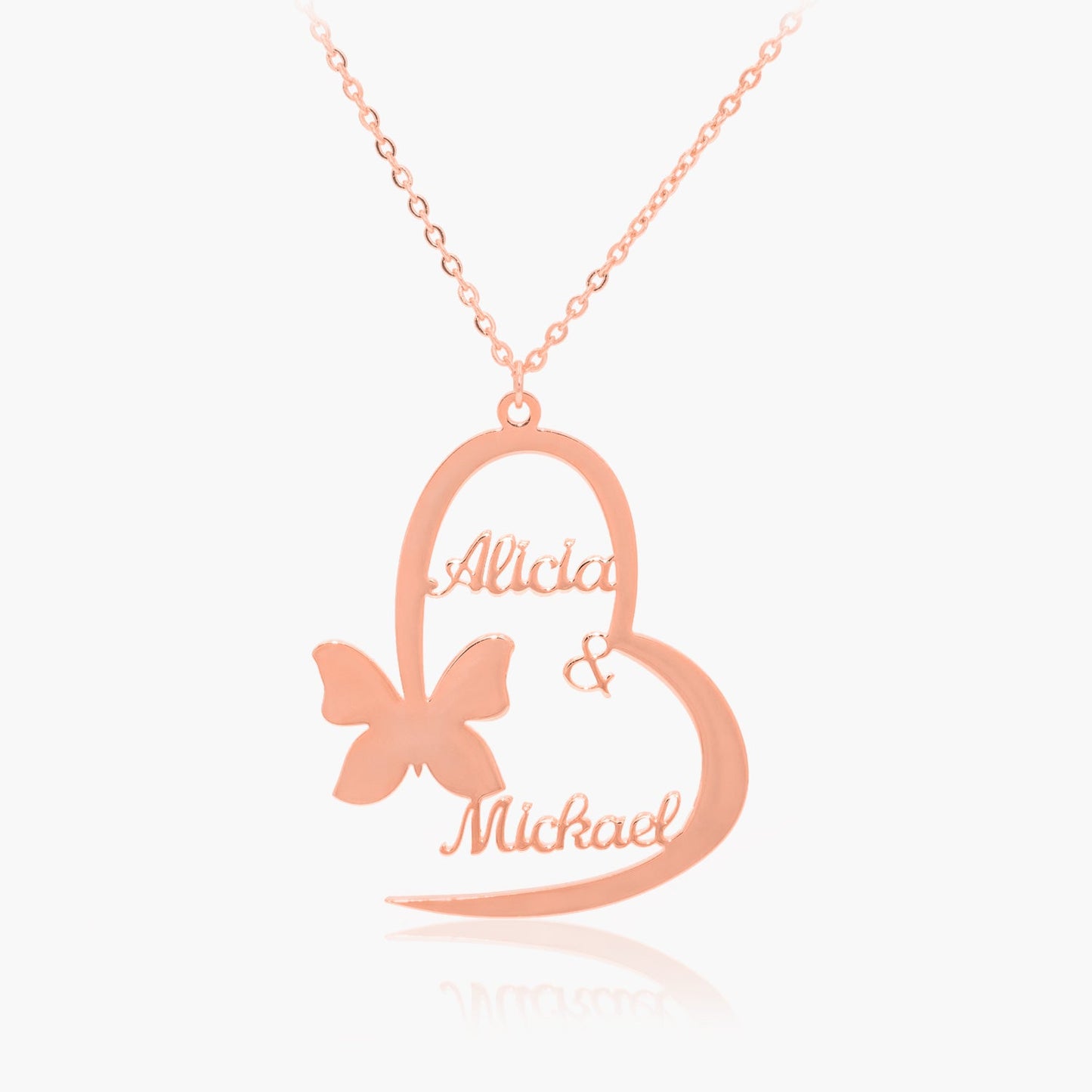 Collier Coeur Papillon à Double Prénoms Chris