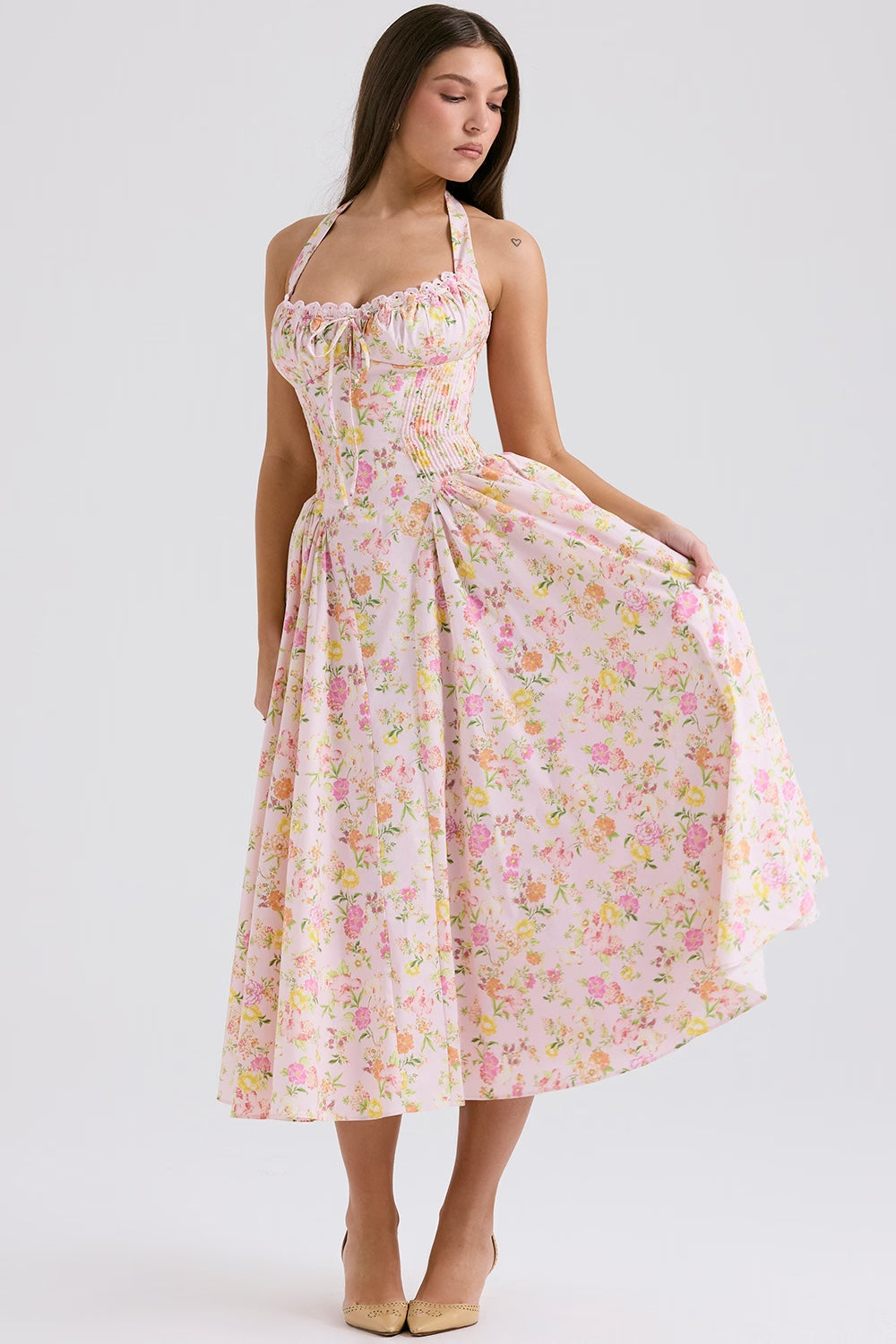 ADABELLA HALTER MIDI SUNDRESS Kaelbevy