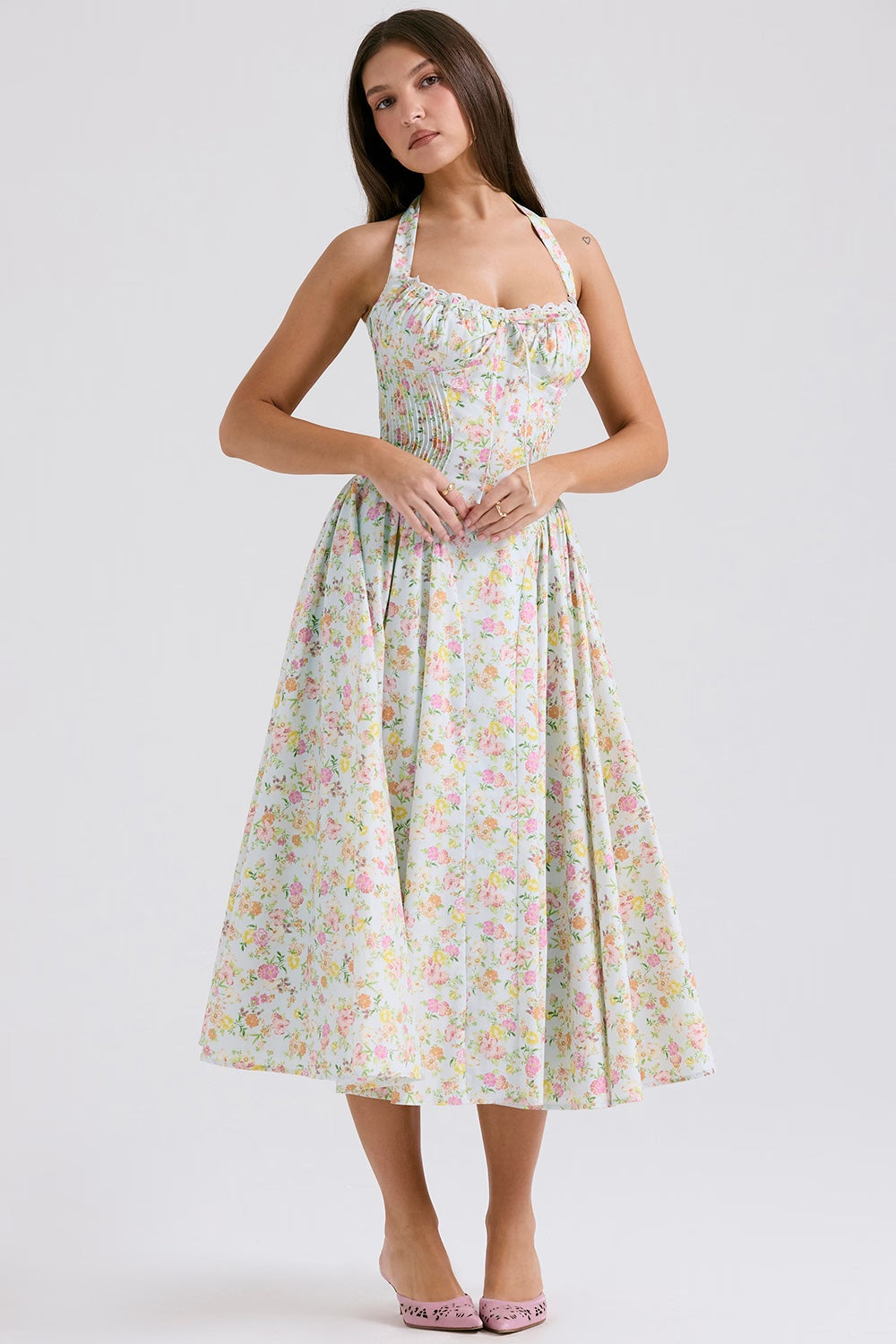 ADABELLA HALTER MIDI SUNDRESS Kaelbevy