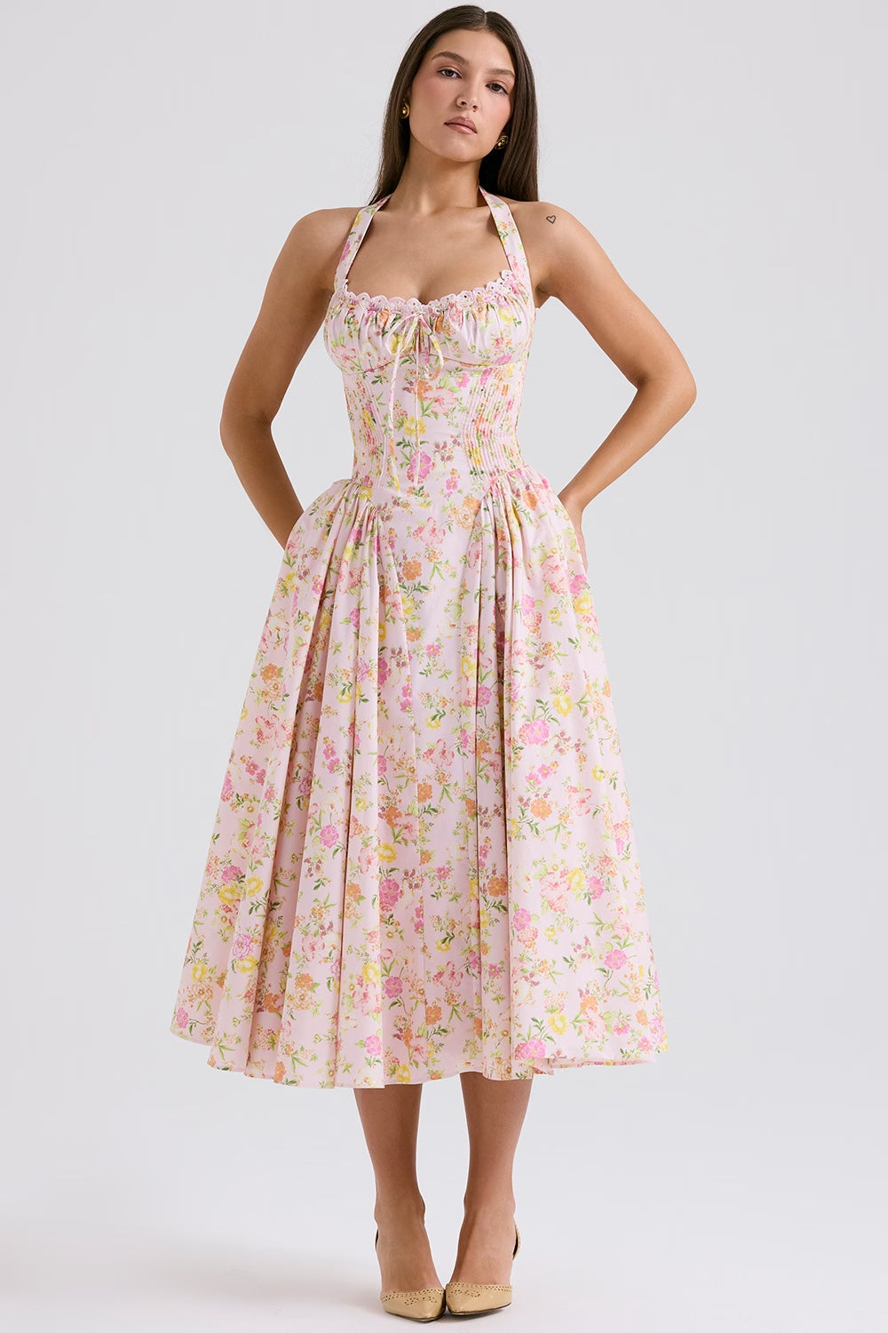 ADABELLA HALTER MIDI SUNDRESS Kaelbevy