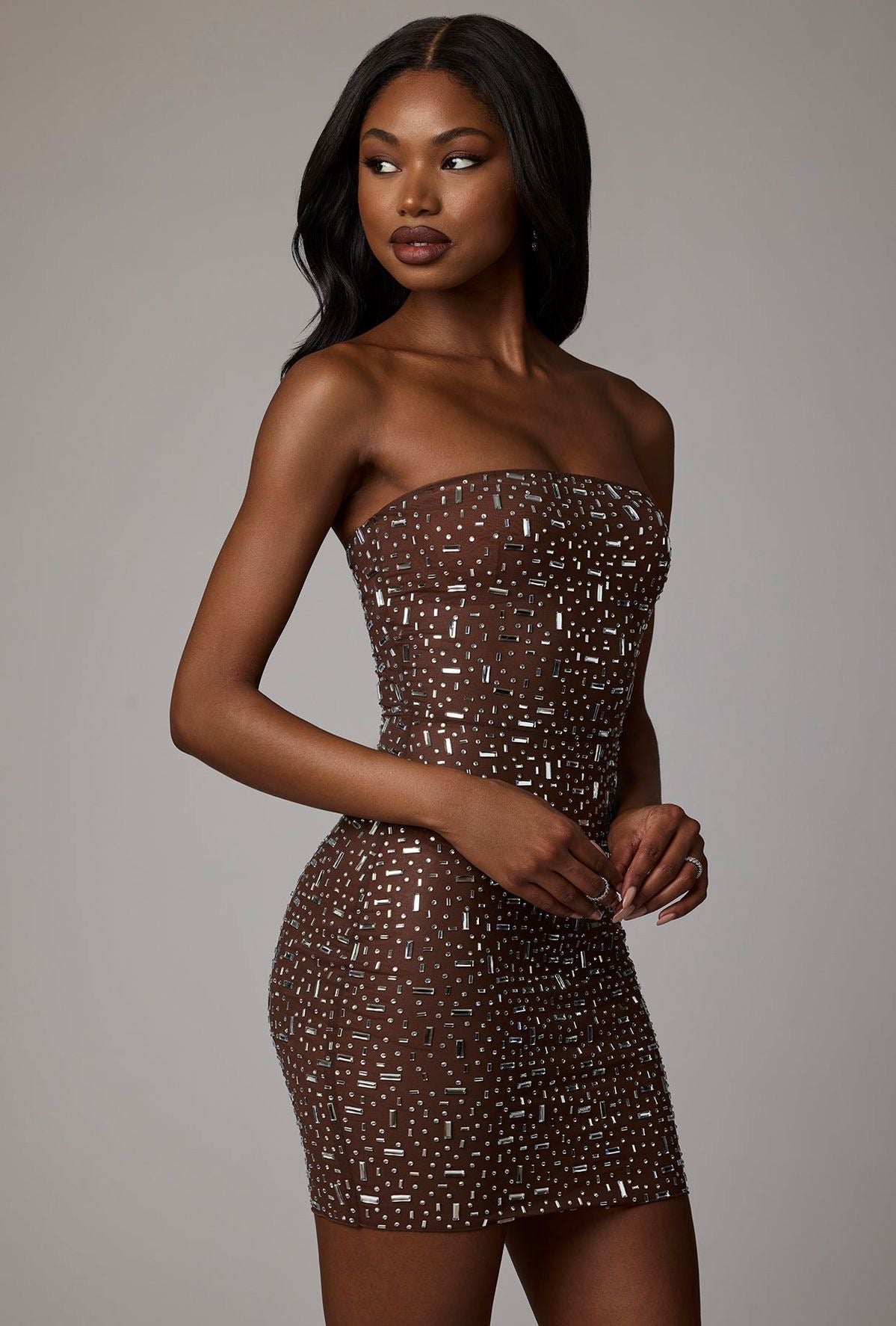 Robe “Diana” courte marron foncé Acces’ by Liliha