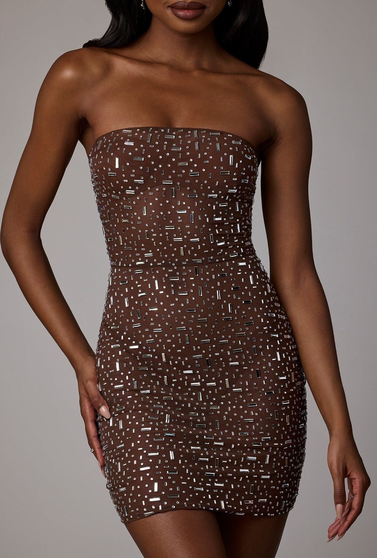 Robe “Diana” courte marron foncé Acces’ by Liliha
