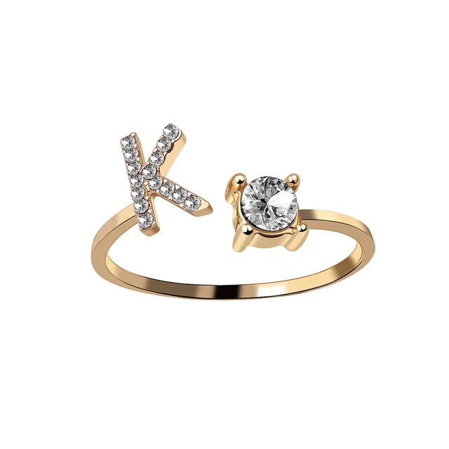 Bague Initiale avec Zircons Cubiques - Taille Ajustable Chris