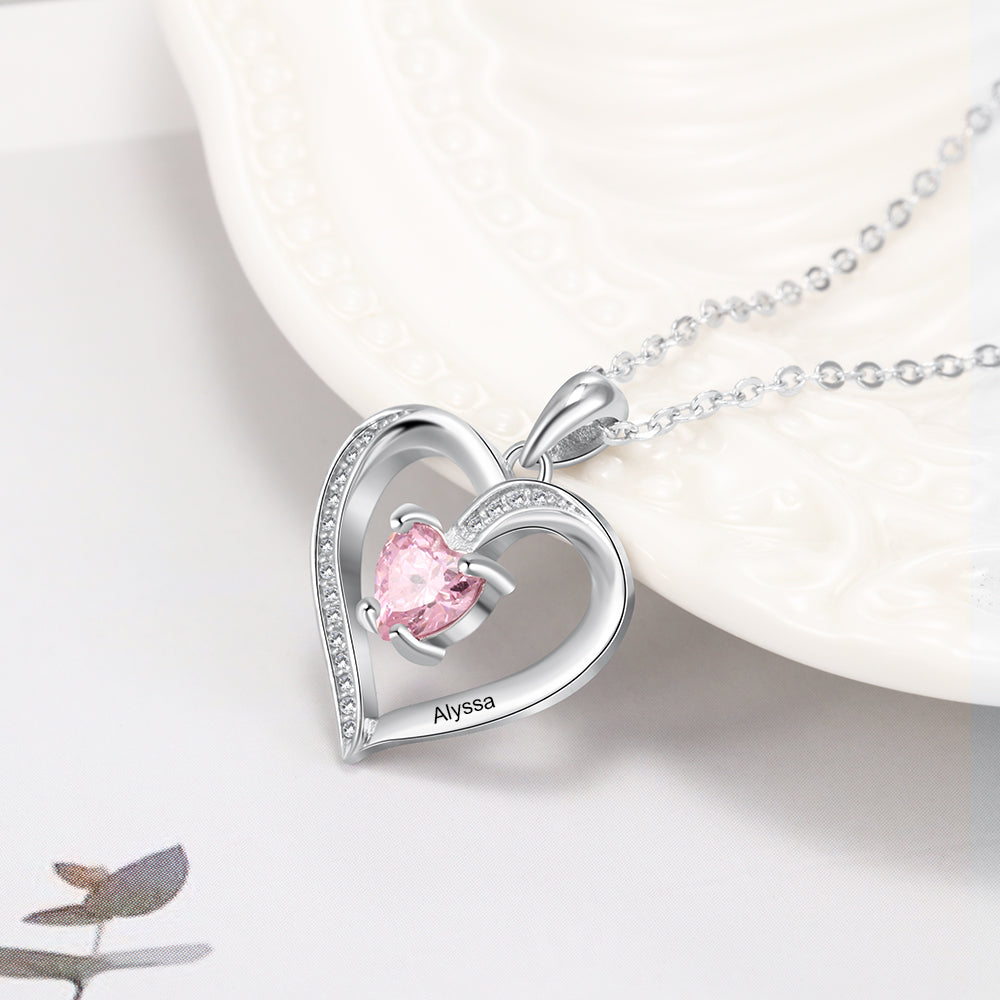 Collier Coeur Personnalisé Avec Pierre de Naissance Chris