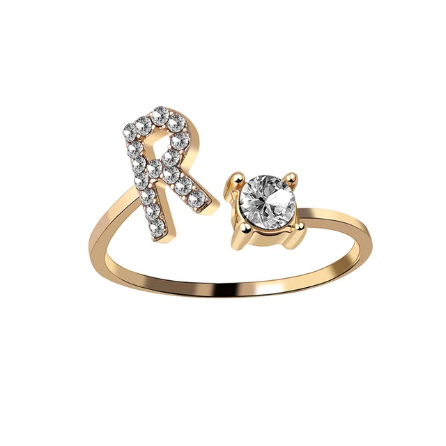 Bague Initiale avec Zircons Cubiques - Taille Ajustable Chris