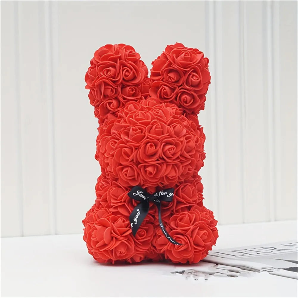 Lapin en rose : décoration festive en fleurs artificielles Ozeroz