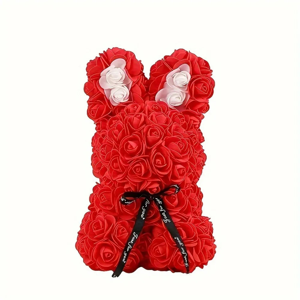 Lapin en rose : décoration festive en fleurs artificielles Ozeroz