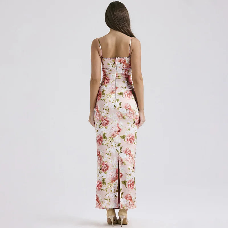 Robe longue à fleur sexy en polyester pour femme - Printemps/Été 2024 Ozeroz