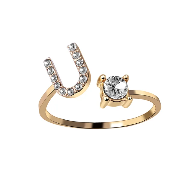 Bague Initiale avec Zircons Cubiques - Taille Ajustable Chris