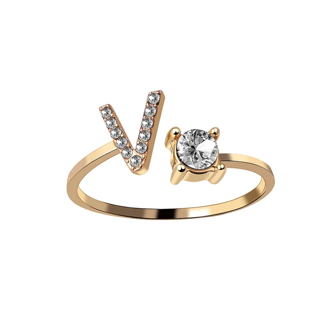 Bague Initiale avec Zircons Cubiques - Taille Ajustable Chris