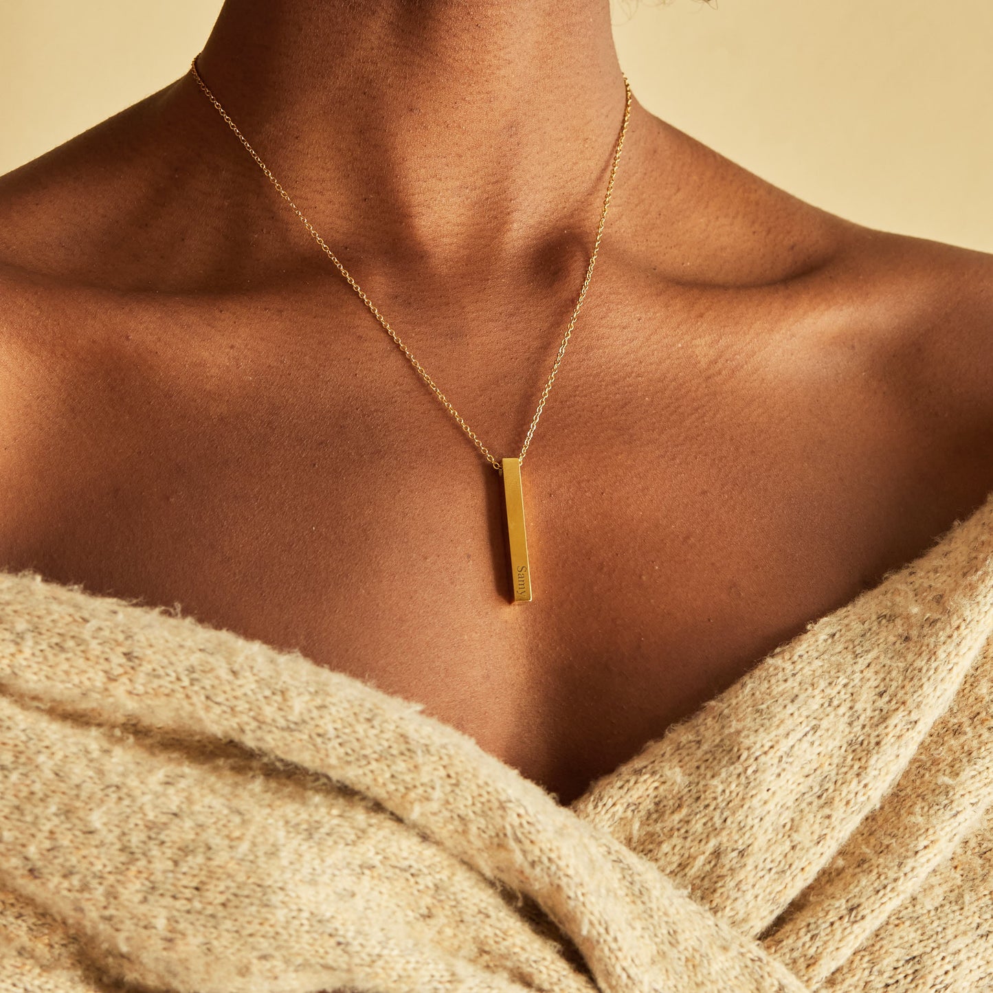 Collier Barre Prénom 3D à Graver Chris