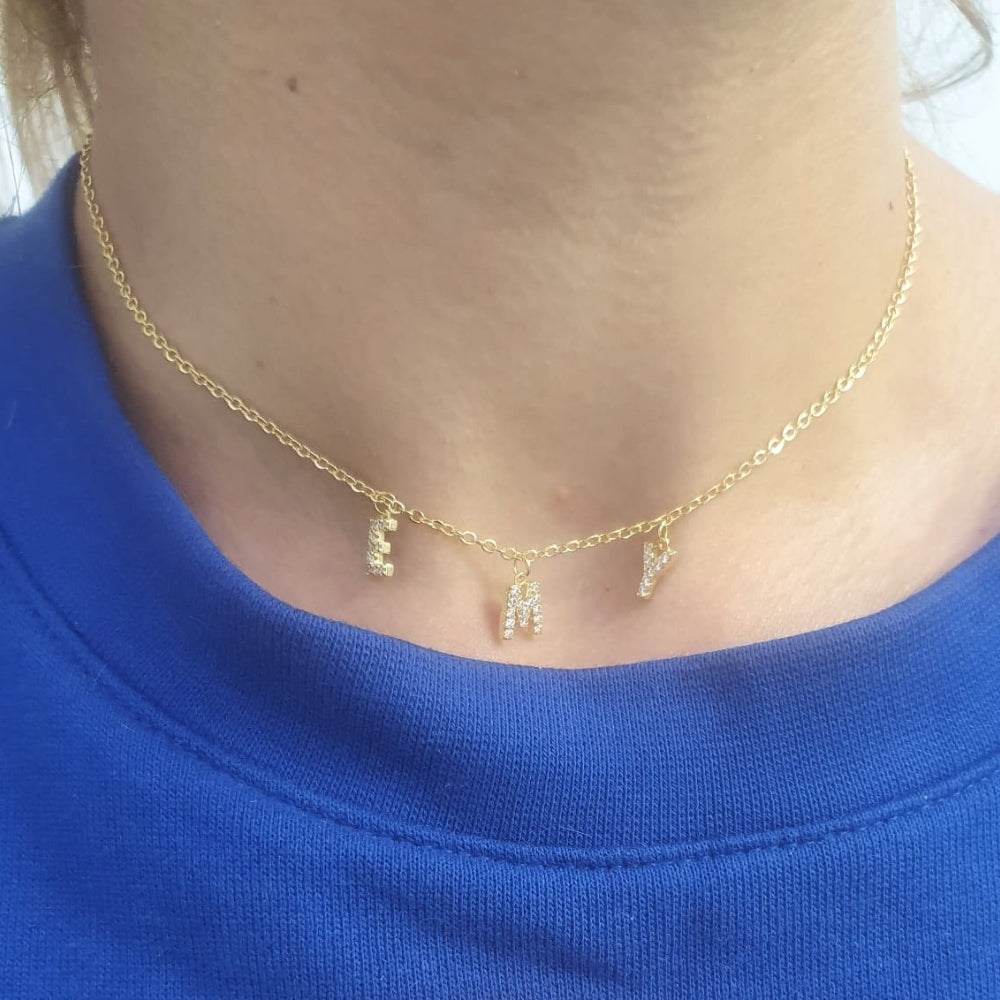 Collier 1 à 10 Initiales avec Zircons Cubiques Chris