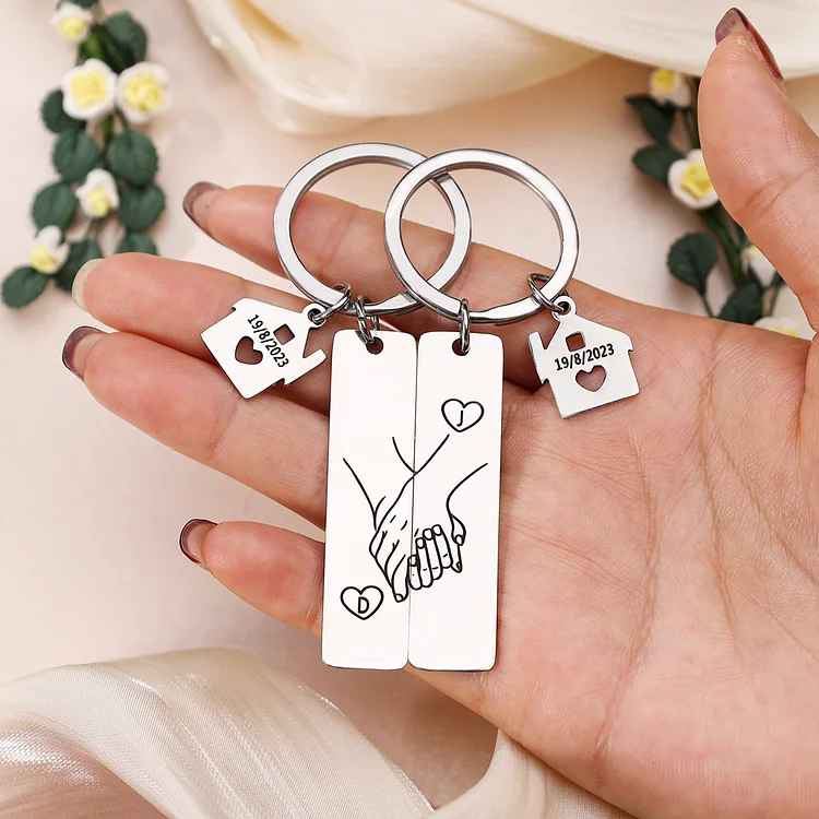 Porte Clé Personnalisé Maison - Main dans la Main Chris