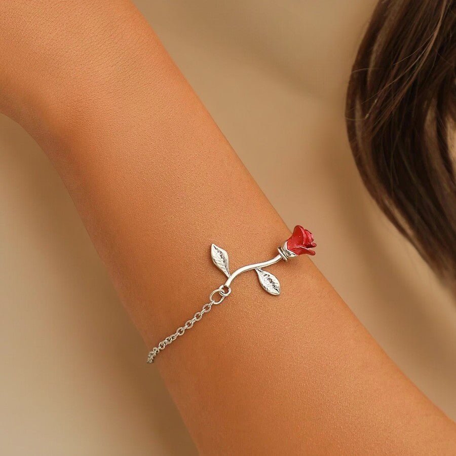 Bracelet Ă breloques en forme de fleur de rose - Ozeroz