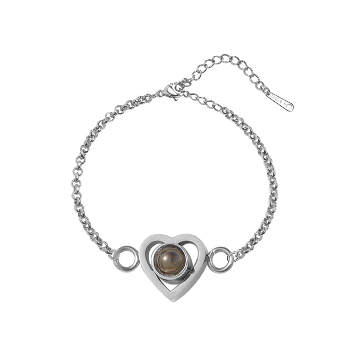 Bracelet Coeur Initiale Projection de Photo Amour & Bijoux