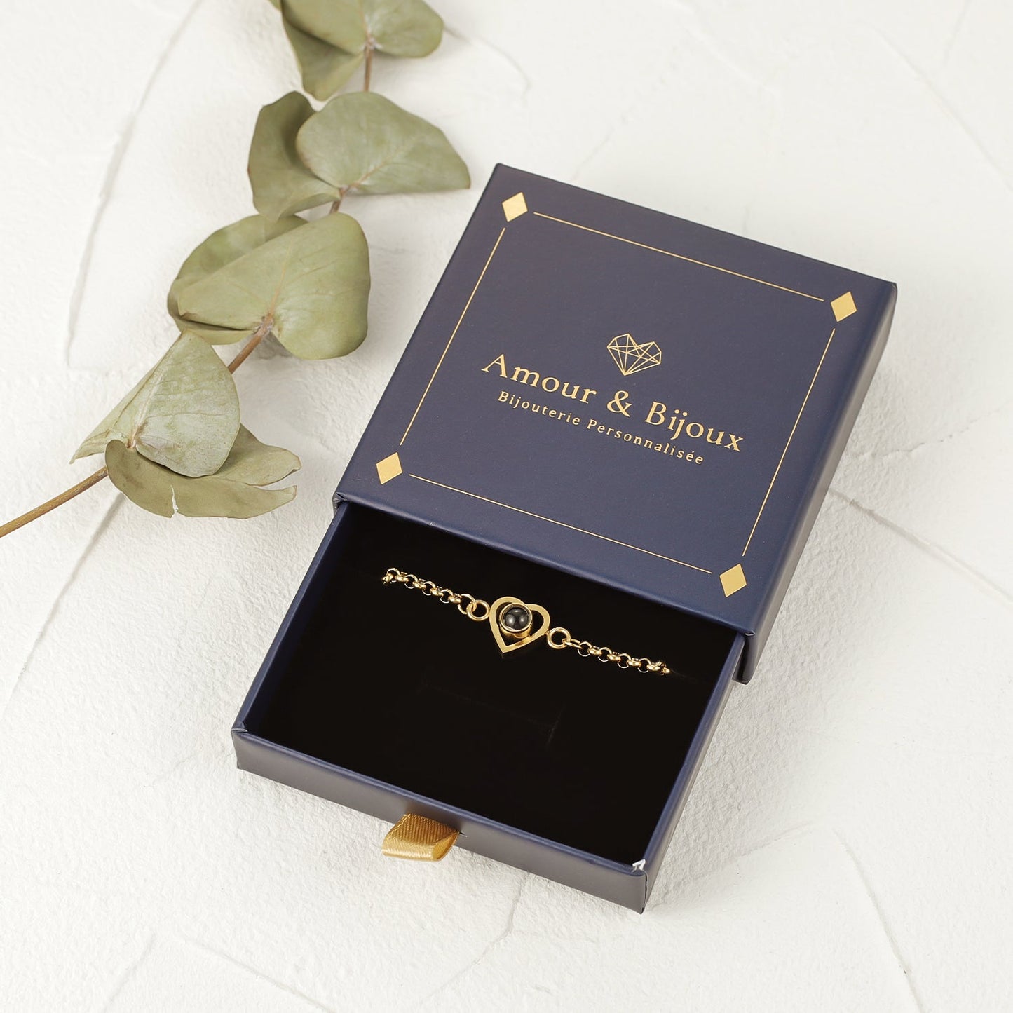 Bracelet Coeur Initiale Projection de Photo Amour & Bijoux