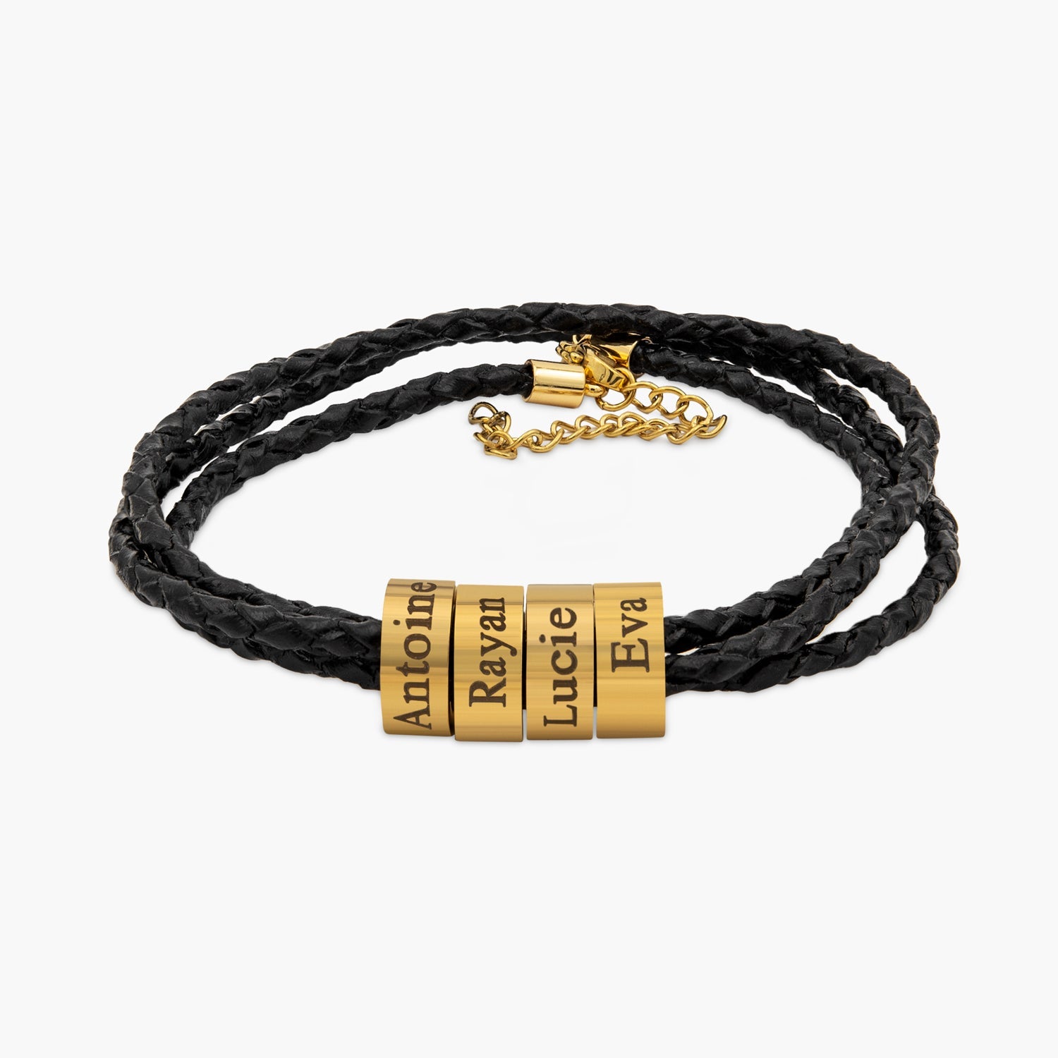 Bracelet Tressé Avec 1 à 4 Perles Et Gravure Prénom Chris