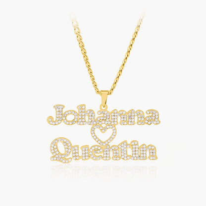 Pendentif Double Prénom pour Couple Etincelant Chris