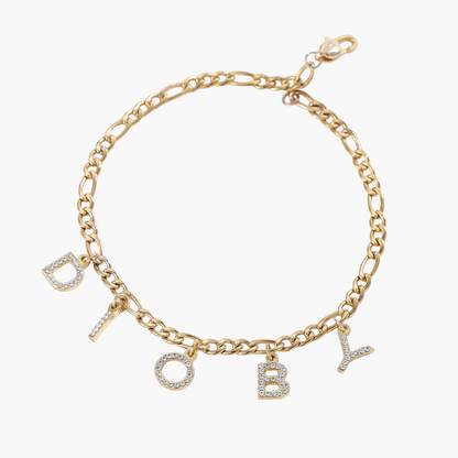 Chaine de Cheville Initiale Strass Unisexe - 1 à 8 lettres Chris