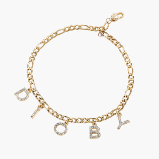 Chaine de Cheville Initiale Strass Unisexe - 1 à 8 lettres Chris