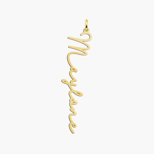 Collier Prénom Vertical Personnalisé Or Jaune 14k et Argent AspektoBV