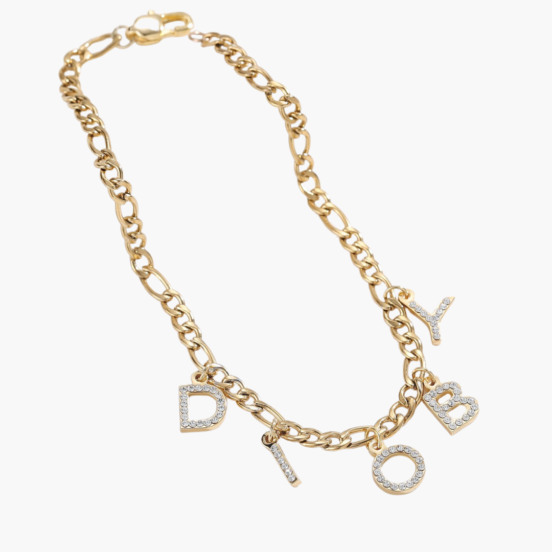 Chaine de Cheville Initiale Strass Unisexe - 1 à 8 lettres Chris