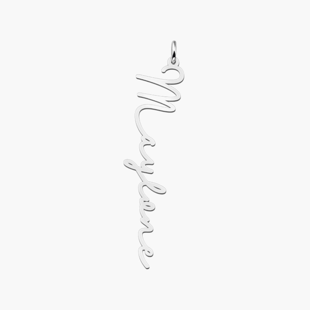 Collier Prénom Vertical Personnalisé Or Jaune 14k et Argent AspektoBV