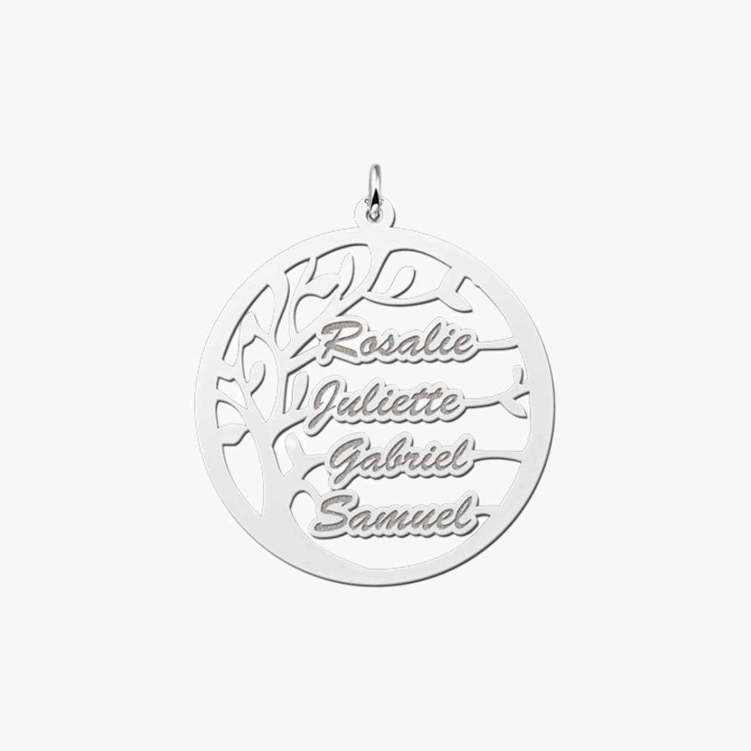 Pendentif Arbre De Vie Or Jaune 14k et Argent - 1 à 4 Prénoms AspektoBV