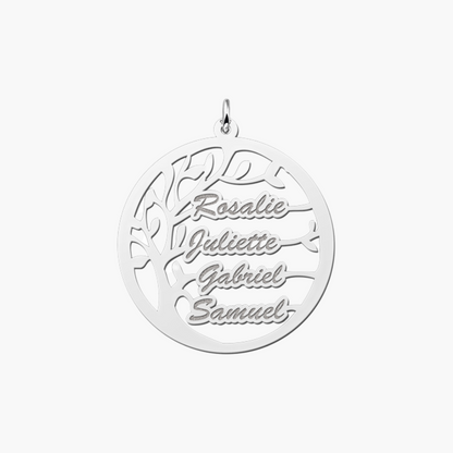 Pendentif Arbre De Vie Or Jaune 14k et Argent - 1 à 4 Prénoms AspektoBV