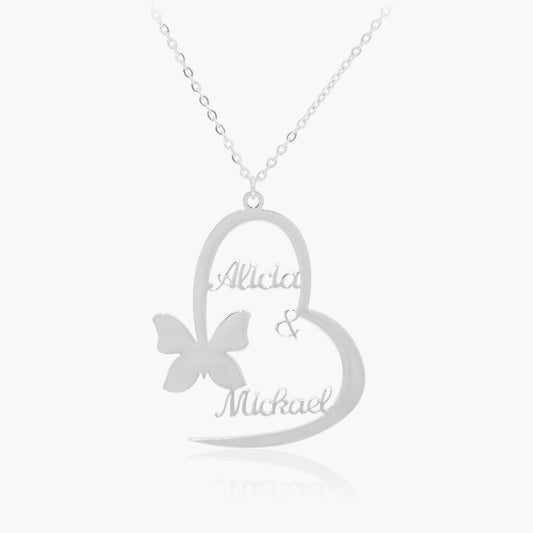 Collier Coeur Papillon à Double Prénoms Chris