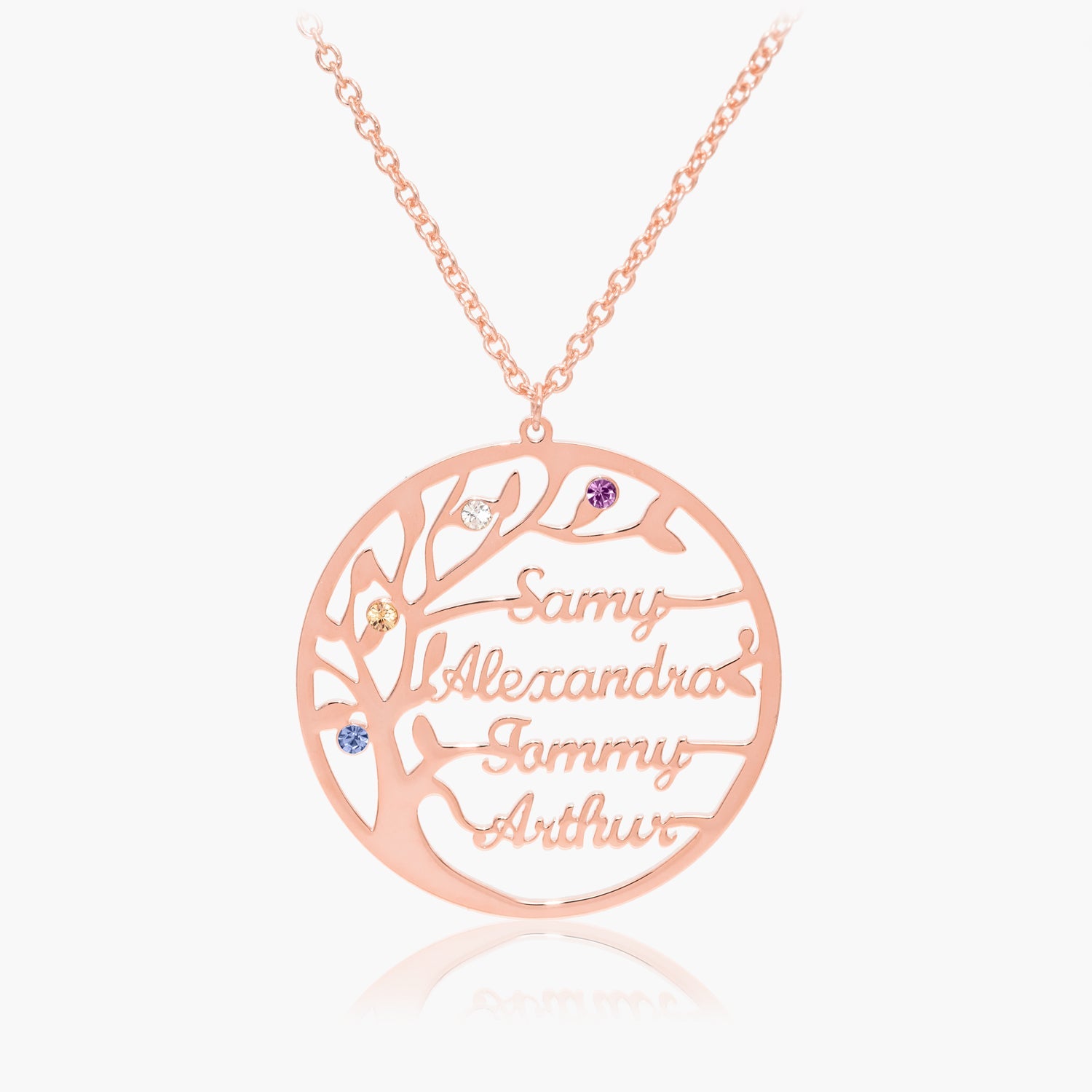 Pendentif Arbre de Vie Prénom avec Pierres de Naissance - 1 à 5 Prénoms Chris