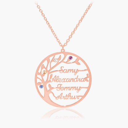 Pendentif Arbre de Vie Prénom avec Pierres de Naissance - 1 à 5 Prénoms Chris