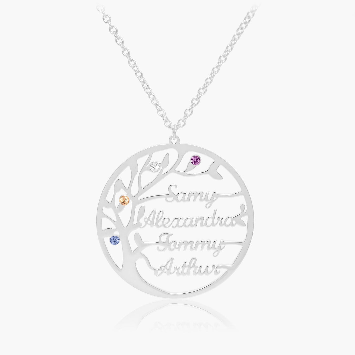 Pendentif Arbre de Vie Prénom avec Pierres de Naissance - 1 à 5 Prénoms Chris