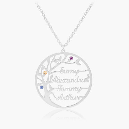 Pendentif Arbre de Vie Prénom avec Pierres de Naissance - 1 à 5 Prénoms Chris