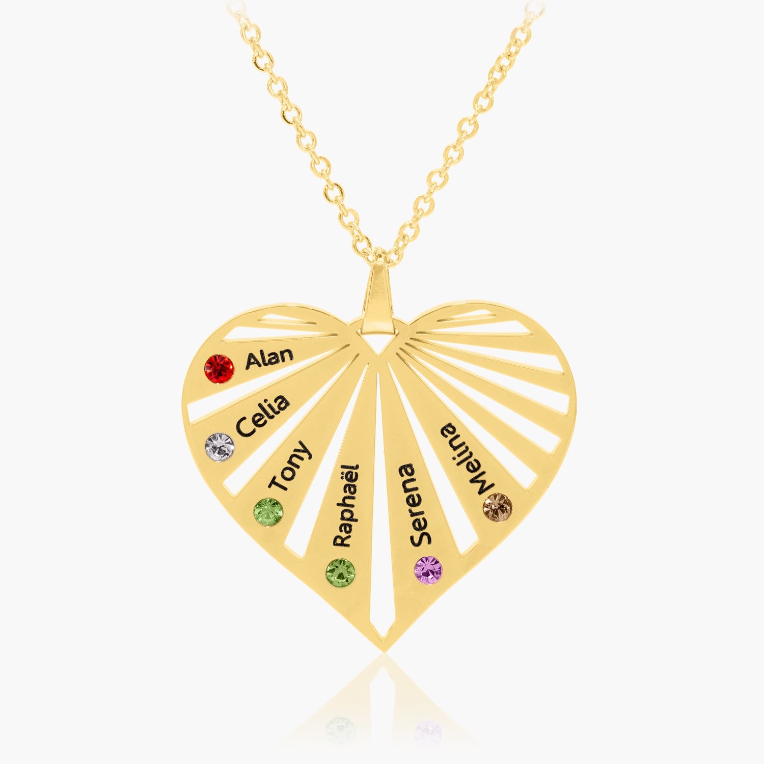 Collier Coeur avec Pierres de Naissance Personnalisé Chris