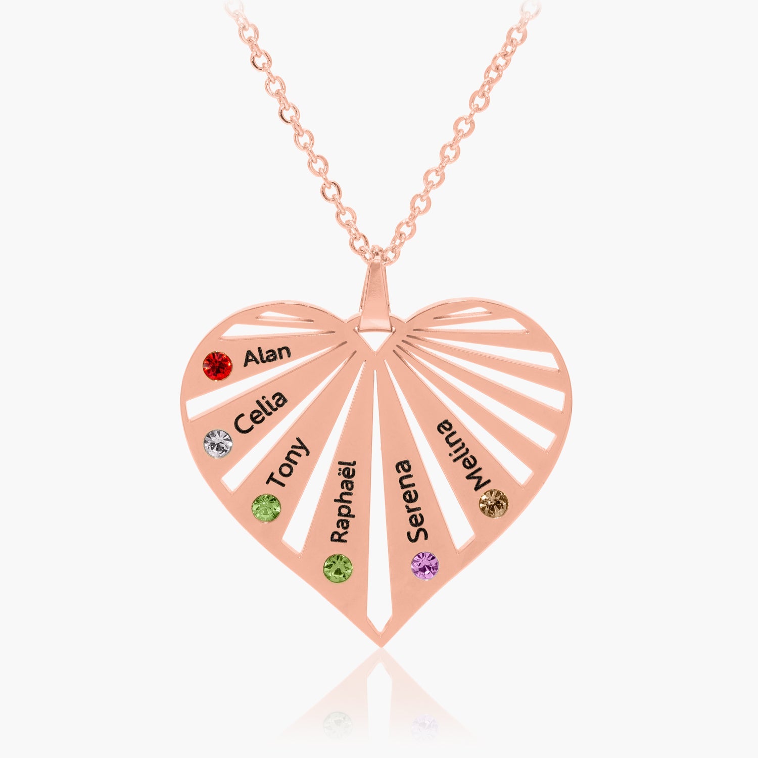 Collier Coeur avec Pierres de Naissance Personnalisé Chris