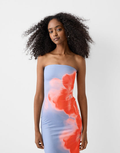Bandeau Neckline Midi Dress Kaelbevy