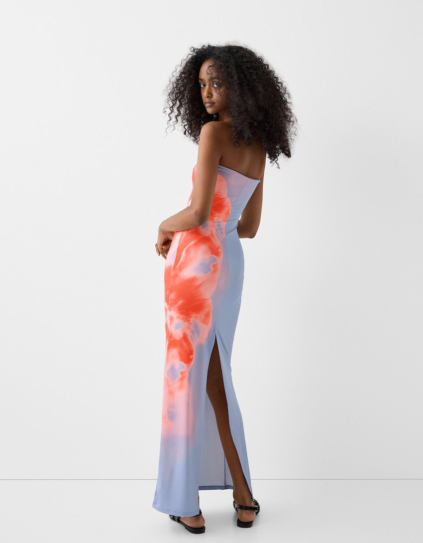 Bandeau Neckline Midi Dress Kaelbevy