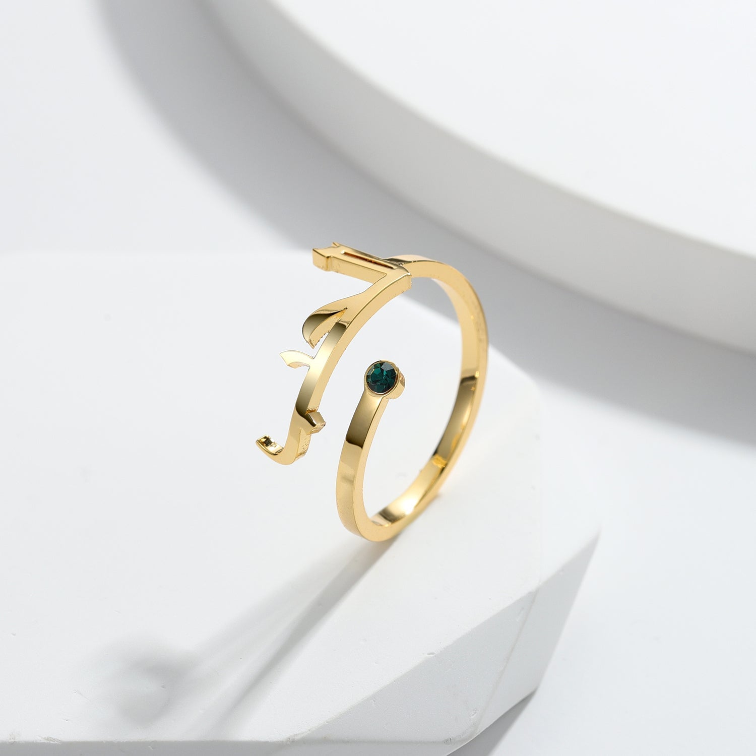 Bague Prénom Arabe Pierre de Naissance - Taille Ajustable Chris