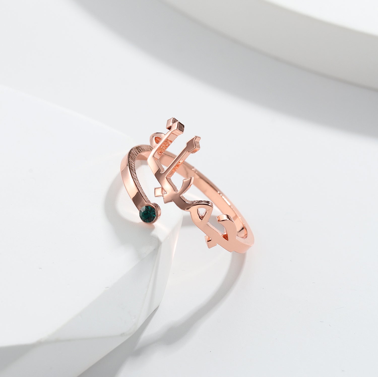 Bague Prénom Arabe Pierre de Naissance - Taille Ajustable Chris