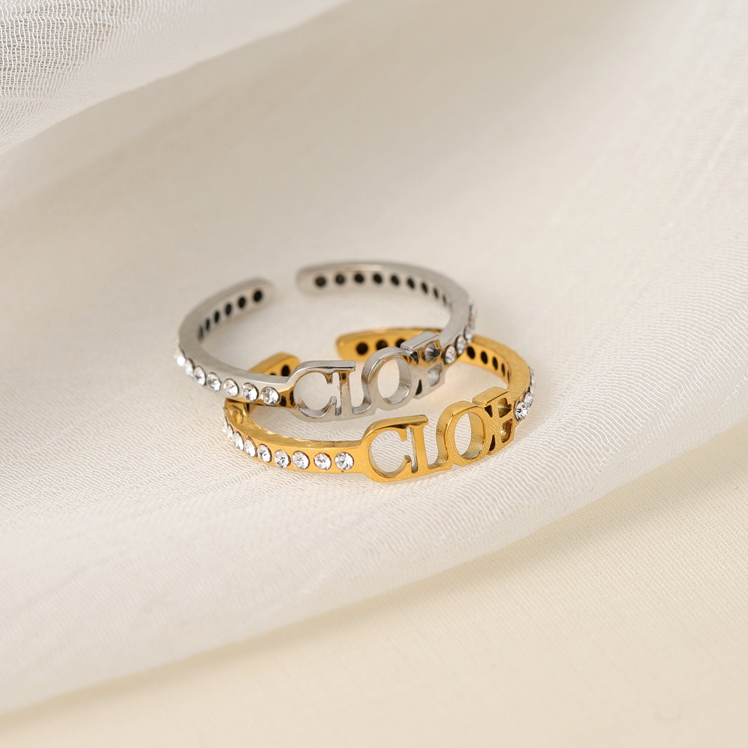 Bague Strass Prénoms Majuscules - Taille Ajustable Chris