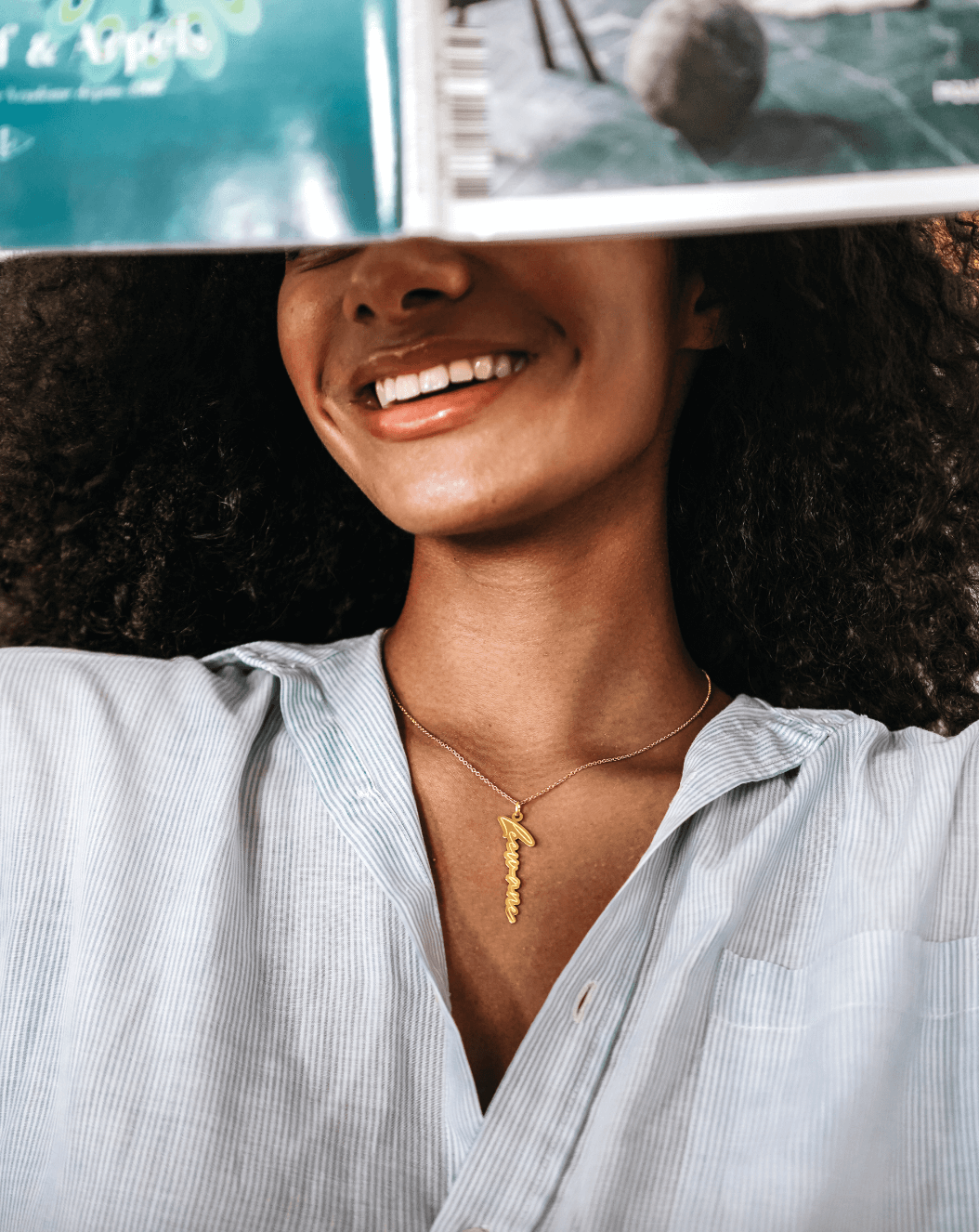Collier Vertical Personnalisé Or Jaune 14k et Argent AspektoBV