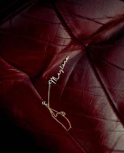 Collier Prénom Vertical Personnalisé Or Jaune 14k et Argent AspektoBV