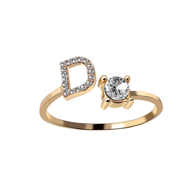 Bague Initiale avec Zircons Cubiques - Taille Ajustable Chris