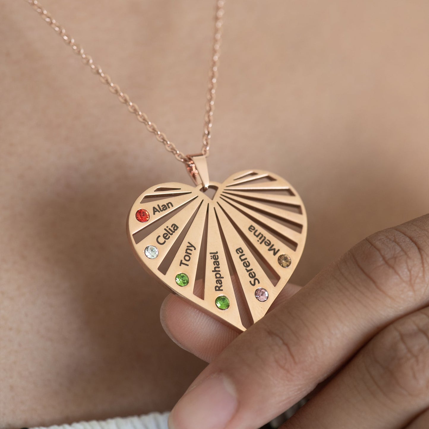 Collier Coeur avec Pierres de Naissance Personnalisé Chris