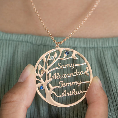 Pendentif Arbre de Vie Prénom avec Pierres de Naissance - 1 à 5 Prénoms Chris