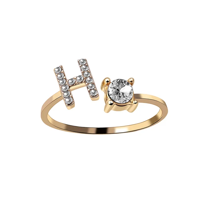 Bague Initiale avec Zircons Cubiques - Taille Ajustable Chris